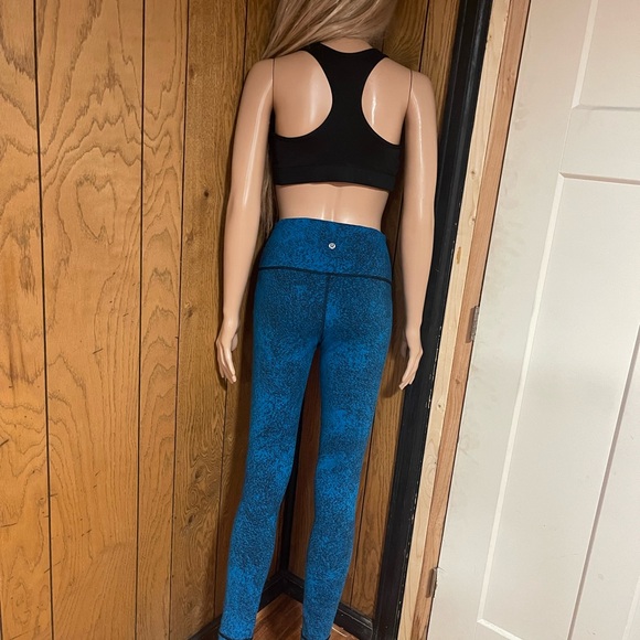 Lululemon" Wunder Under Pant III Luon Spray Jacquard shocking Blue Black - Picture 6 of 15
